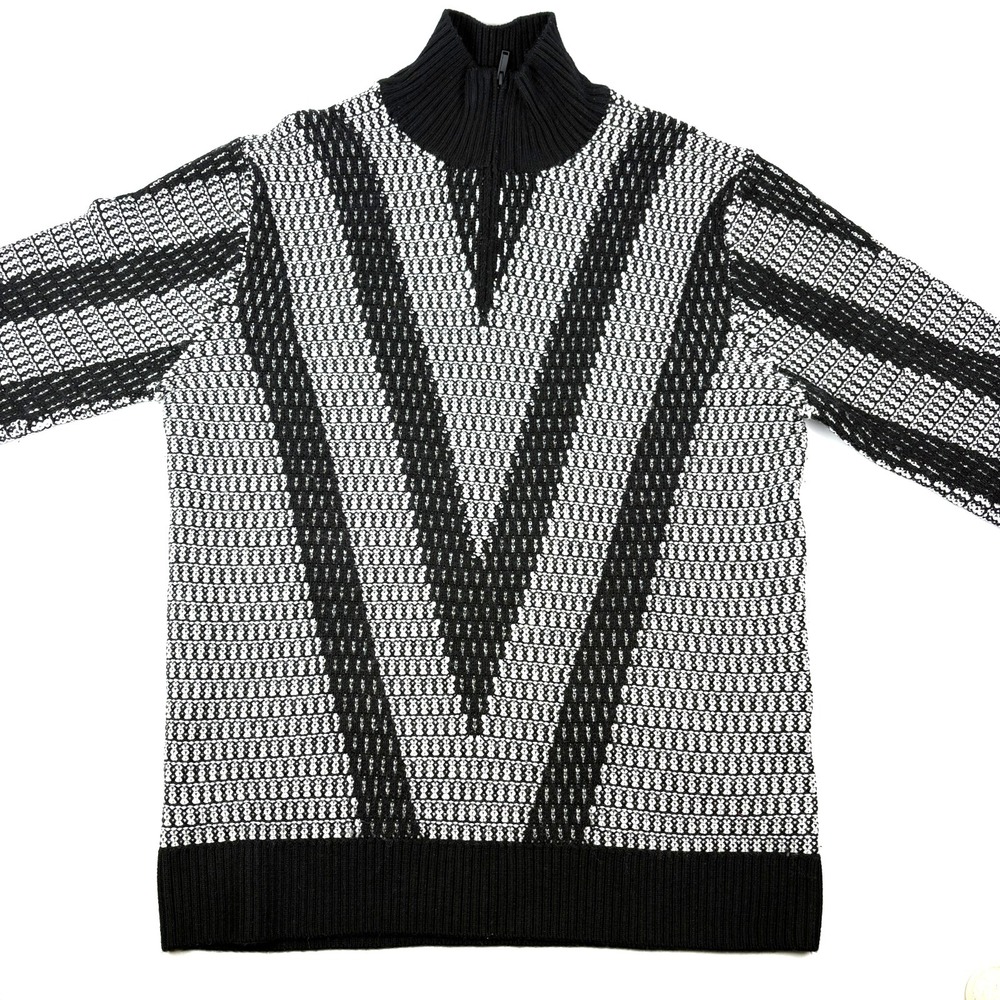 Karl Lagerfeld Black and White Zip Up Sweater